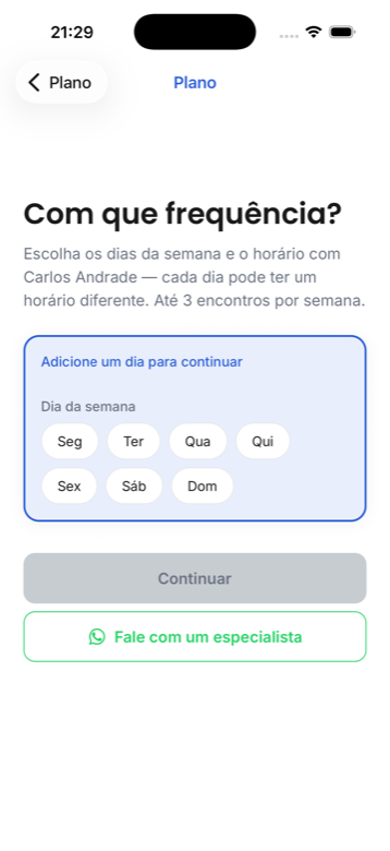 App da ELEVE, Defina dias, horário e duração