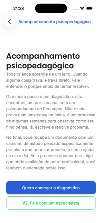 App da ELEVE, Conheça o diagnóstico