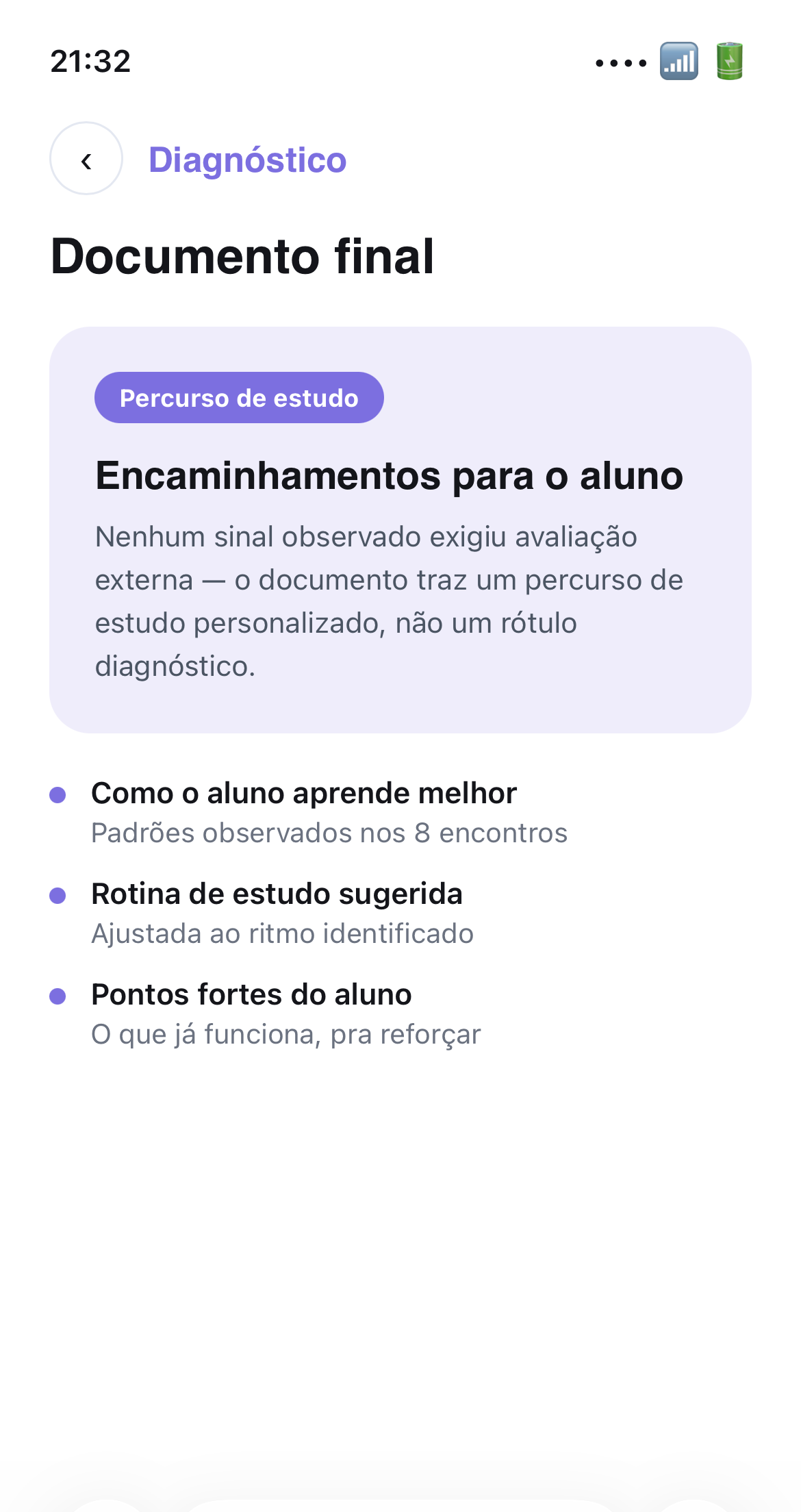 App da ELEVE, Receba o documento final